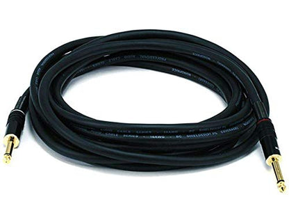 Monoprice Premier Series 1/4 Inch (TS) Male to Male Audio Cable Cord - 3 Feet- Black 16AWG (Gold Plated) - size: 3ft