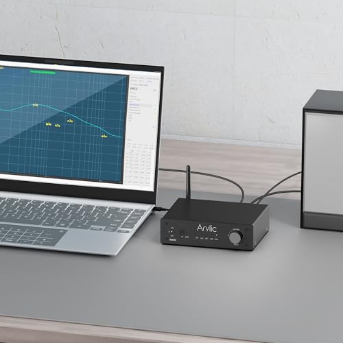 Arylic B50SE Bluetooth 5.1 Stereo Receiver 2.1 Channels Mini Class D Integrated Home Speaker Amplifier 50W x 2,Stable and Remote, Go Control Application and Easy Control EQ