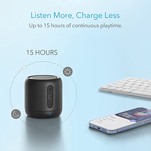 Soundcore Anker Mini, Super-Portable Bluetooth Speaker with FM Radio, 15H | 66 ft Bluetooth Range, Enhanced Bass, Noise-Cancelling Microphone for Leisure and Work Use