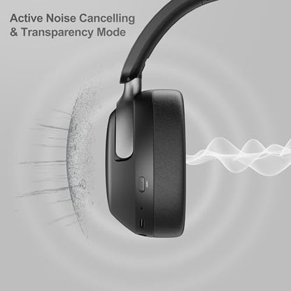 LORELEI QC30 Hybrid Active Noise Cancelling Headphones, 60H Playtime, Built-in Mic, Wireless Over Ear Headsets with Case,Bluetooth 5.4,Deep Bass Comfort Fit Soft-Earpads Fast Charging -Space Black - color: Space Black