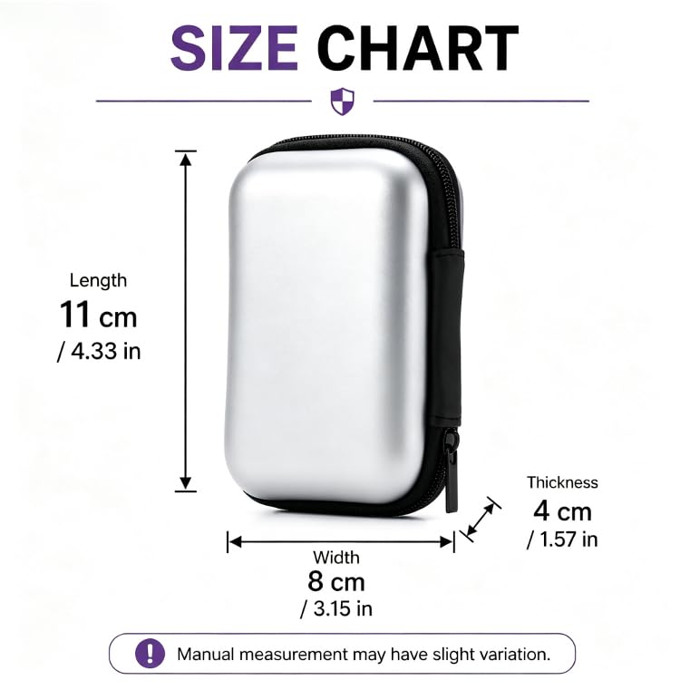 Headphone Case Hard Edge Zipper Bag Compact Portable Headset Storage Bag for Wireless,Headphones Earbuds Cables Charging Cable Travel Waterproof Commuting Home - color: Slivery