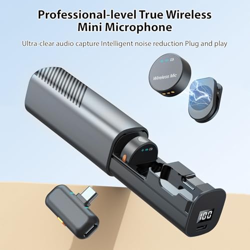 Wireless Lavalier Microphone USB-C Clip-On Mic 2.4GHz | Record clear voice wirelessly for vlogging, interviews, live streaming, online teaching and content creation.