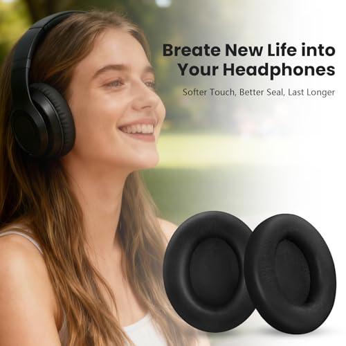 Studio Pro Headphone Ear Pads, Replacement Earpads/Cushions for Beats Studio Pro, with Premium Protein Leather, Resilient Memory Foam, Added Thickness - color: Black