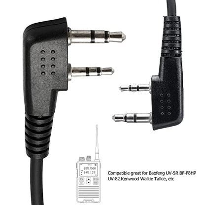 Compatible with Baofeng UV-5R BF-F8HP UV-82 Radios Earpiece Kenwood 2 Pin Two Way Radio Headset Walkie Walkie Surveillance Kit Police Headphone (1 Pack)