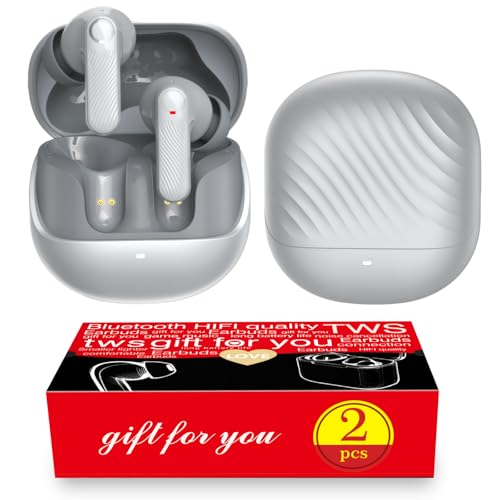 Wireless Earbuds 2 Pack, ANC in-Ear Bluetooth Headphones, Big Bass Durable, Lightweight Design for Noisy Factories, Gym, and Travel, 60 Hour Long Playtime - color: Grey