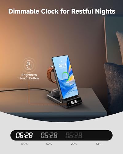 Charging Station for Samsung S26 Ultra, Wireless Charger for Galaxy S26/S25/S24/S23 Series, Galaxy Watch (Not for Watch 9/Ultra 2), Galaxy Buds 3 Pro/3, SwanScout 703S (No Adapter) - color: Tech Grey