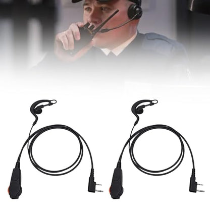 Yunseity 2 Pin Radio Earpiece, Clear Sound Quality Wired Earhook Headset with Mic Push to Talk Key, for HYT Puxing Radios