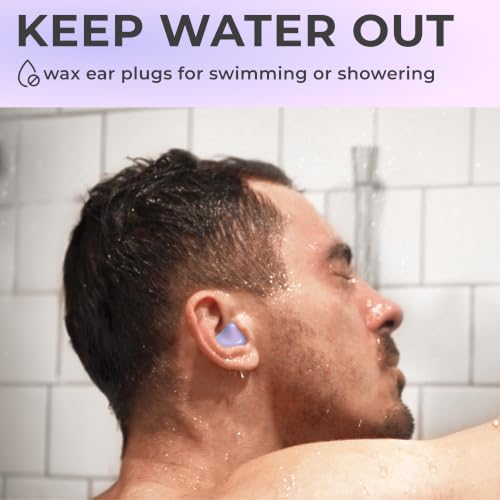 Peace&Quiet PQ Wax Ear Plugs for Sleeping, Swimming - 15 Soft Noise Cancelling Silicone Gel Wax Earplugs for Sleep and Swimmers, Ear Protection with Sound Blocking Level of 32 Db, Lavender - color: Lavender