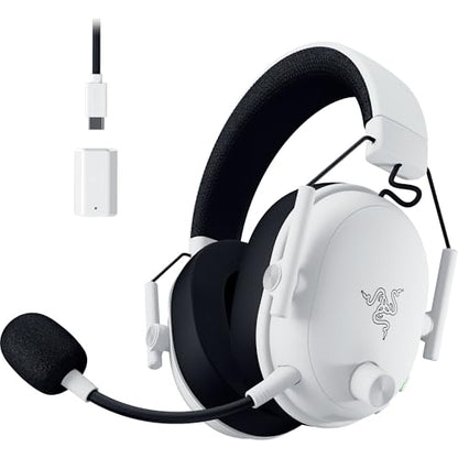 Razer BlackShark V3 Wireless PC Gaming Headset, 50mm Drivers, White | Super Wideband Mic, 2.4 GHz, Bluetooth, USB, Works with Mac, PS5, Nintendo Switch, Smartphone, 70 Hr Battery - color: White