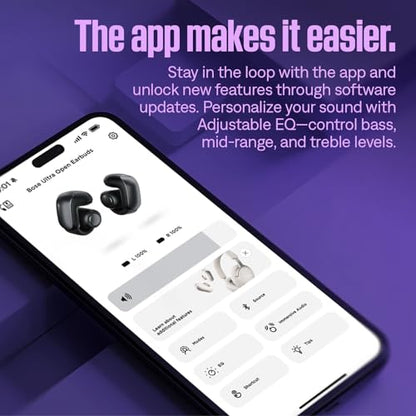 Bose Ultra Open Earbuds - Bluetooth Open Ear Earbuds with OpenAudio for Awareness, Clip-On Design for Comfort, Water Resistant, Up to 48 Hrs of Playtime, White Smoke - color: White Smoke