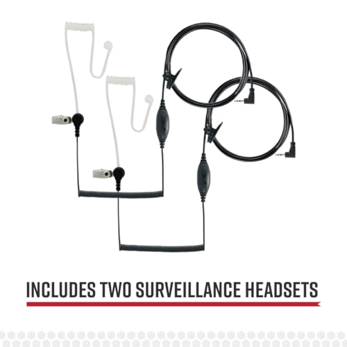 Cobra GA-SV01 2P Surveillance Walkie Talkie Headset Microphone, Black | Compatibile with All MicroTalk Two-Way Radios, Silicone Ear Tip, (2-Pack) - style: Surveillance Headset Mic - 2 Pack