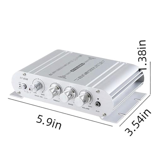 Stereo Audio Amplifier, Mini HiFi 2.1 Stereo Bass Car Home Audio Power Amplifier, Professional Digital Amp for Use on Your Carrier or at Home (Silver)