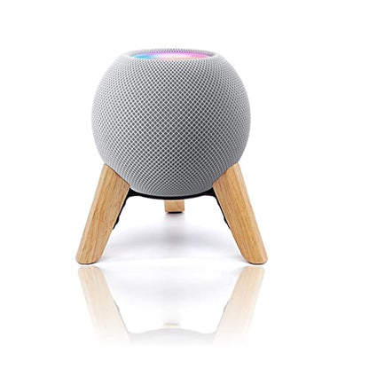 Real Wood Stand for Homepod mini smart Speaker,Desktop Bracket (White Oak) | wooden tripod with metal frame,safe stable holder mount with anti-slip silicone pad protects home pod mini on table - color: White Oak