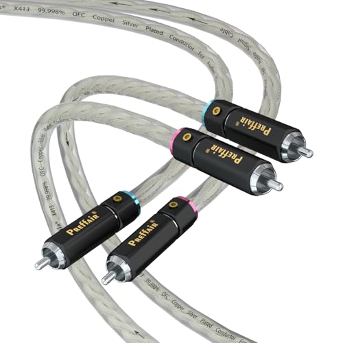 Preffair Silver Plated RCA Interconnect Cables, 3.3FT/1M, 2-Pack - color: silver plated, size: 3.3FT/1M