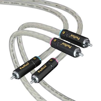 Preffair Silver Plated RCA Interconnect Cables, 3.3FT/1M, 2-Pack - color: silver plated, size: 3.3FT/1M