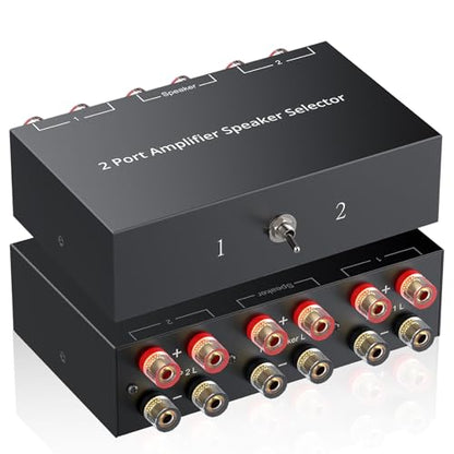 PROZOR 2(1)-in-1(2)-Out Amp Amplifier Speaker Switcher Selector | 2-Way Speaker switcher selector box with A/B Switch No External Power Easy A/B Gear Comparison, No Cable Swaps - size: Banana Plug 2-1/1-2