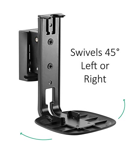 ynVISION.DESIGN Wall Mount for Sonos One, One SL, Play:1, 2 Pack, Black | Tilt 18° and swivel right or left 45°, cable management, hardware included for drywall, brick, and wood stud walls - color: Black