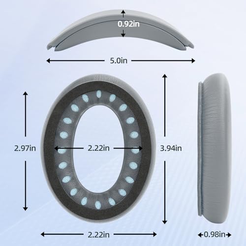 Headband and Earpads Compatible with Bose QuietComfort QC35 QC45 Headphones Waterproof and Sweat-Resistant (Light Gray) - color: Light Gray