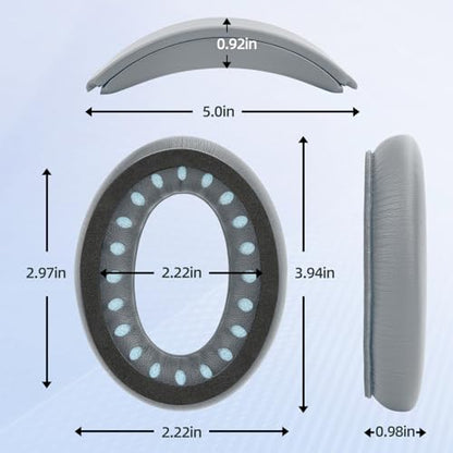 Headband and Earpads Compatible with Bose QuietComfort QC35 QC45 Headphones Waterproof and Sweat-Resistant (Light Gray) - color: Light Gray