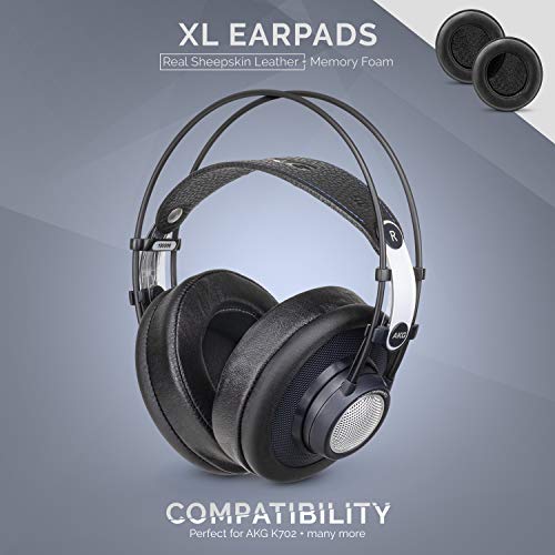 Brainwavz XL Large Sheepskin Leather Replacement Memory Foam Earpads - Suitable for Many Other Large Over The Ear Headphones - Sennheiser, AKG, HifiMan, ATH, Philips, Fostex, Sony (Sheepskin Leather) - color: Genuine Leather