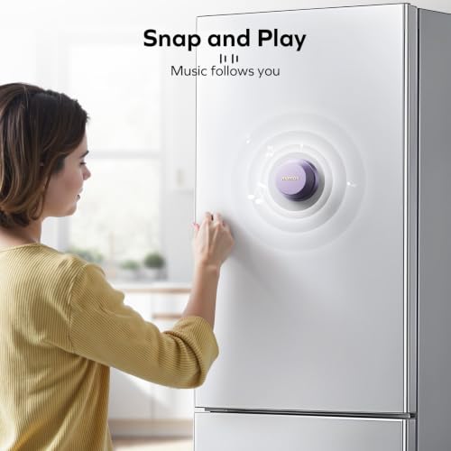 MOMAX Magnetic Portable Wireless Speaker, Enhanced Bass & Clear Sound | IPX6 Waterproof with Aluminum Alloy Design & 12H Playtime for Travel, Shower, Kitchen & More - color: Purple