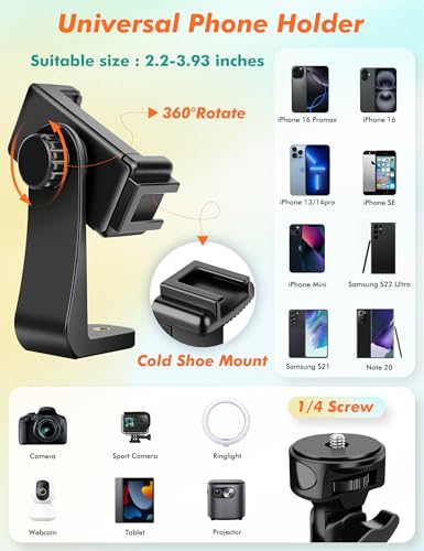 71" Tripod for iPhone, Phone Tripod Selfie Stick with Remote | Cell Phone Stand & Tall Travel Tripod for Recording Video Selfie Photo, Compatible with iPhone 17 16 15 14 Pro Max 13 Android - size: 71 Inch