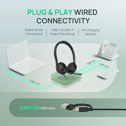 Yealink UH35 2nd Gen Wired Headset, USB-C/A,AI Noise Canceling Mic,HD Audio | Teams/Zoom Certified, Dual-ear Headphones with 2-Microphones, Play & Plug for Computer/Phone, WFH, Call Center,35mm Speakers - color: UH35 2nd USB-C/A, size: Dual-Ear (UC)
