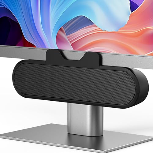 HERCHR Computer Speaker, 10W Mini Sound Bar High Definition Stereo Loud Sound Volume Control USB Wired Easily Clamps Display Desktop PC Speaker for Audio