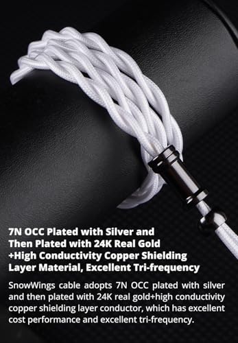 NICEHCK SnowWings 3.5mm Single-Ended MMCX 7N OCC Gold Plated IEM Cable | MMCX connector terminal fits all mainstream MMCX interface in-ear monitors