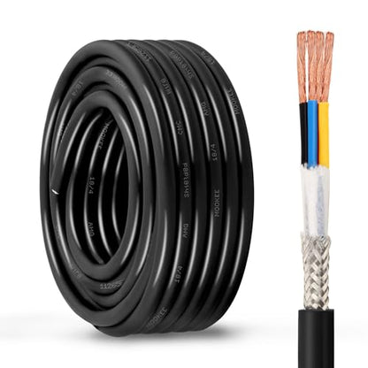 MOOKEERF 18/4 Shielded Wire 30FT,18AWG 4 Conductor Shielded Cable Stranded Pure Copper CNC Wire for CNC Router Machine,CNC VFD Spindle,3D Printer,Stepper Motor,Transformer,etc. - size: 30FT, style: 18AWG(4 Conductor)