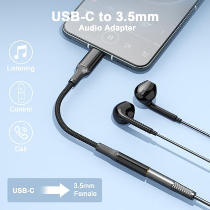 YANZIE USB C to 3.5mm Audio Adapter 2-Pack, Aux Headphone Jack Dongle | Built-in DAC for clear wired audio works with USB-C iPhone 16/15, Galaxy S24/S23, Pixel, iPad that support audio out