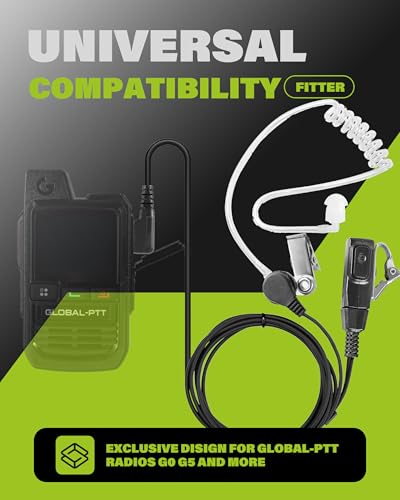 2-Pack K-Type Air Tube Headset Earpiece with Mic PTT for Global-ptt G0 G5 and Compatible with Rapid Radios Kenwood SAMCOM Two Way Walkie Talkies (K-Type) - style: K-Type