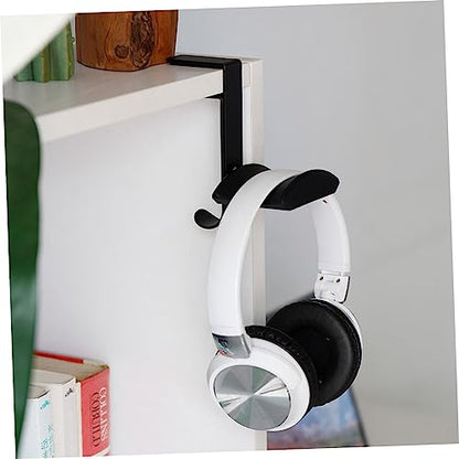 Uonlytech Adjustable Under Desk Headphone Stand Hanger Metal Holder for Headset Durable and Scratch-Resistant Design for Gaming and Office Use - color: Black