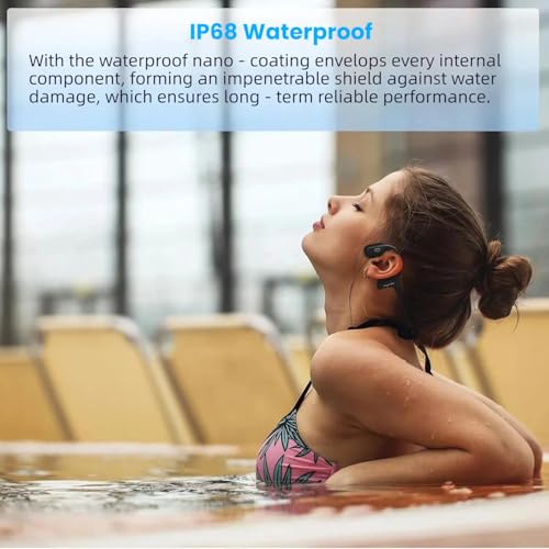 Bone Conduction Swimming Headphones IP68 Waterproof Bluetooth Headphones with 32GB MP3 Player Open Ear Wireless Headsets Underwater Multi-point connection Large Battery for Running Cycling Workouts - color: Q4-Black