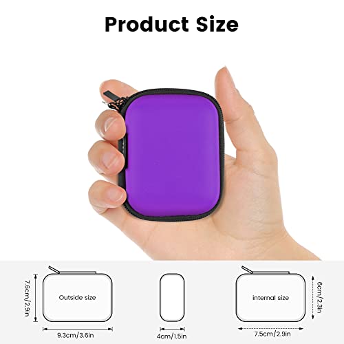 Earbud Case, RISETECH Earphone Case Holder Hard EVA Headphone Small Zipper Pouch Compatible with Wireless in-Ear Headset, SD Cards, USB Charger Cable, AirPods, Sony Wired Earbuds with Keychain -Purple - color: Purple