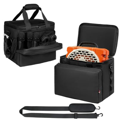 Portable Speaker Case Compatible with Turtlebox Original Gen 3 | Protective Travel Bag with Reinforced Anti-Tip Base, Padded Handle, Microphones Storage Pockets & Shoulder Strap