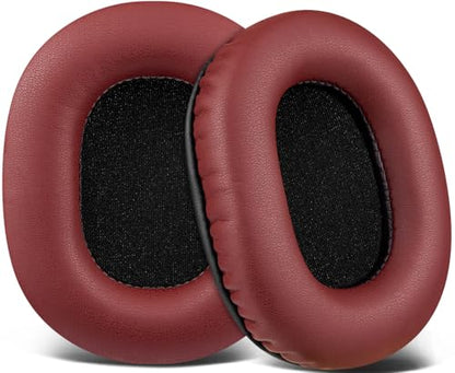 SOULWIT Earpads Replacement for Audio Technica ATH M50X M50XBT M50RD M40X M30X M20X MSR7 SX1 Monitor Headphones, Ear Pads Cushions with Softer Protein Leather, High-Density Foam - Burgundy - color: Burgundy