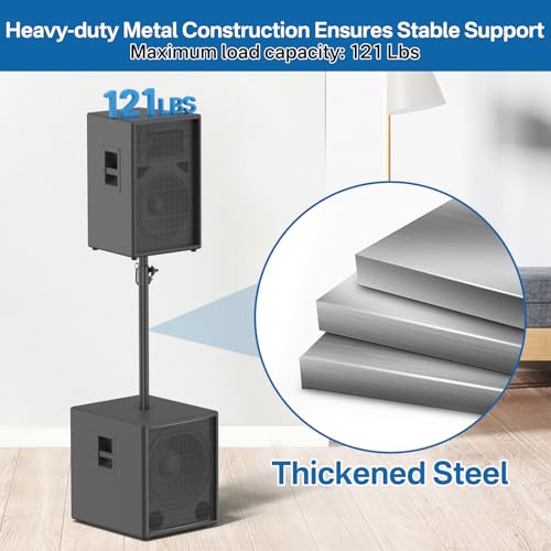 Rimous Heavy-Duty Speaker Pole for Subwoofer with Height Adjustable Subwoofer Pole Mount Fits M20 Threaded Mount and 35mm Mounts Speaker Extender with M20 to 35mm Adapter Load Capacity 121LBS, 1 Pack - style: 1 Pack