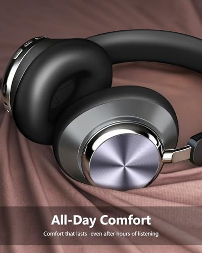 Wentronic Y03 Bluetooth Headphones Wireless Active Noise Cancelling Over Ear Headphones 48 Hours Playtime High Sound Quality 6 EQ Music Mode Headphones with Soft Ear Cushion - Grey - color: Grey
