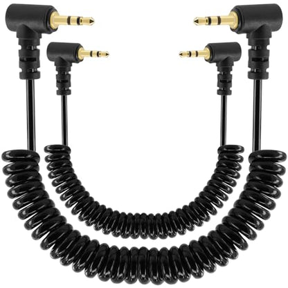 코일 2.5mm 오디오 케이블 어댑터, 2팩 3피트/1M 접이식 90도 직각 2.5mm TRS 스테레오 수 - 2.5mm 수 모노 잭 헤드폰 스피커 오디오 코드 금 도금 플러그 3극