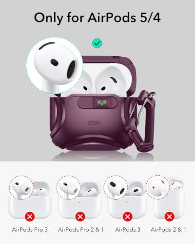ESR for AirPods 5/4 Case, Compatible with MagSafe, Burgundy - color: Burgundy, size: AirPods 5&4 Case
