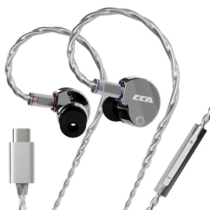 CCA Phoenix in-Ear Wired Earphones with Microphone, Dual Magnet Dynamic Driver Headphone with HiFi Sound, Full-Metal Professional Earbuds for Gaming/Audiophiles/Music (TypeC+Mic)