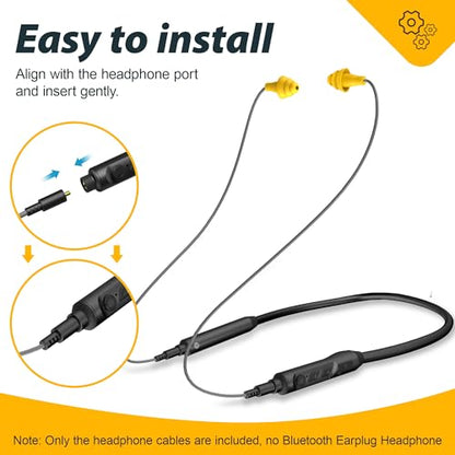 2pcs Replacement Work Earbuds Cables for Model#MI04N Wireless Neckband Replaceable Earbuds (Grey & Yellow) - color: Grey & Yellow