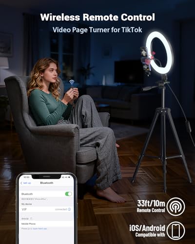 Vlogging Kit for iPhone/Android, 10'' Selfie Ring Light with 57'' Stand - size: 57" Tripod with 10" Ring Light