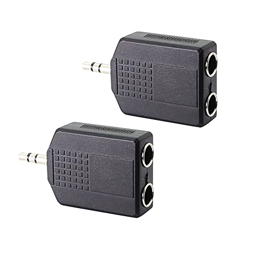 3.5mm (1/8 Inch) to 6.35mm (1/4 Inch) Stereo Audio Splitter，TRS 3.5mm Male to Two 6.35mm Female nterconnect Audio Connector Adapter(2-Pack)