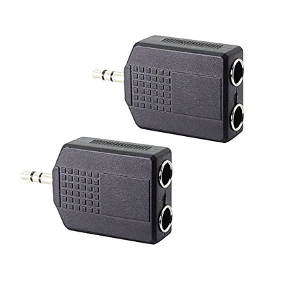 3.5mm (1/8 Inch) to 6.35mm (1/4 Inch) Stereo Audio Splitter，TRS 3.5mm Male to Two 6.35mm Female nterconnect Audio Connector Adapter(2-Pack)