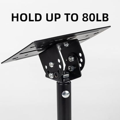 Speaker Wall, Ceiling, or Shelf Mounts Brackets Holders and Stand Mount | Heavy Duty Support up to 80lb, Adjustable Swivel & Tilt (2 Packs,Black)
