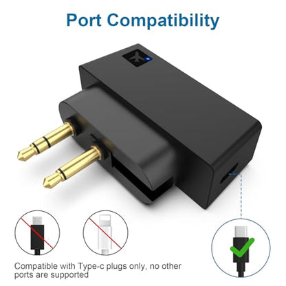 QC15 Airplane Headphone Adapter Compatible with Bose 700 QuietComfort 2 QC3 QC45 QC35 QC35ii QC15 QC25 QC20 NC700 SoundLink SoundLinkII AE2 AE2i AE2W and More, Golden Plated 3.5mm Jack