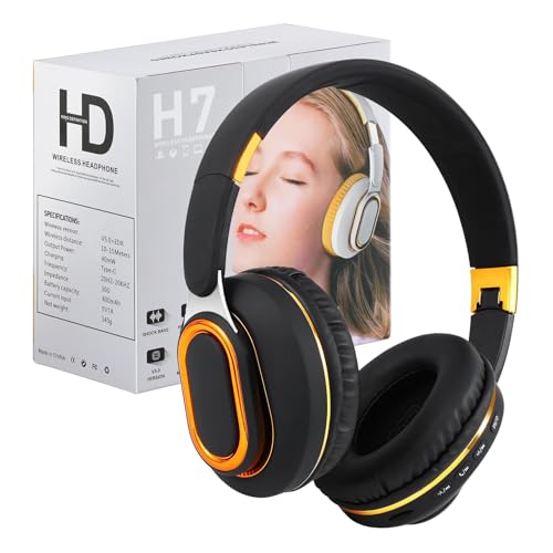 Bluetooth Headphones, Foldable Wireless Over-Ear Headphones with Hidden Mic for Cell Phone, Laptop, PC, Suitable for Music, School, Workouts, and Gaming (Black) - color: Black