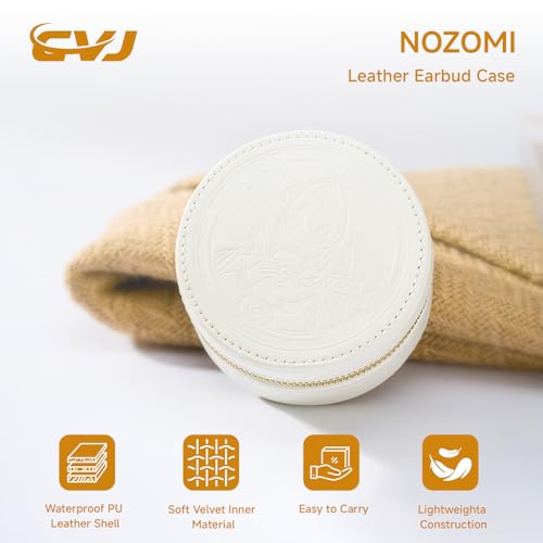 Earbud Case Leather Storage Box Earbud Protective Carrying Case - White